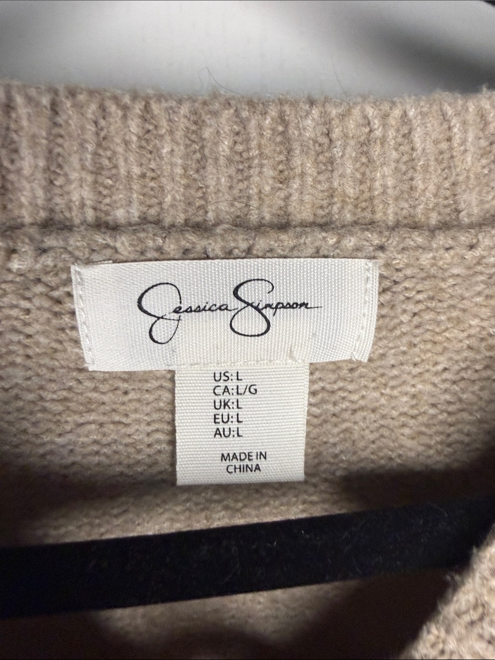 Jessica Simpson Short Sleeve Button Cardigan in Taupe Heather - Picture 3 of 6